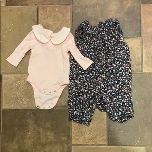 Silky floral romper with matching shirt
